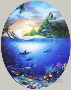 vache monde Tableau Peinture - Dolphin Pardise Monde sous marin